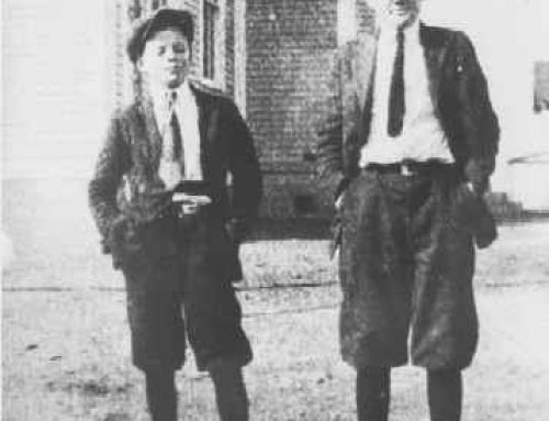 1920-1929 Two boys in front of Prince Frederick High School