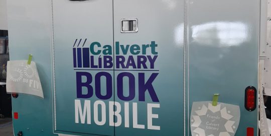 Calvert Library bookmobile August 2021 - being wrapped